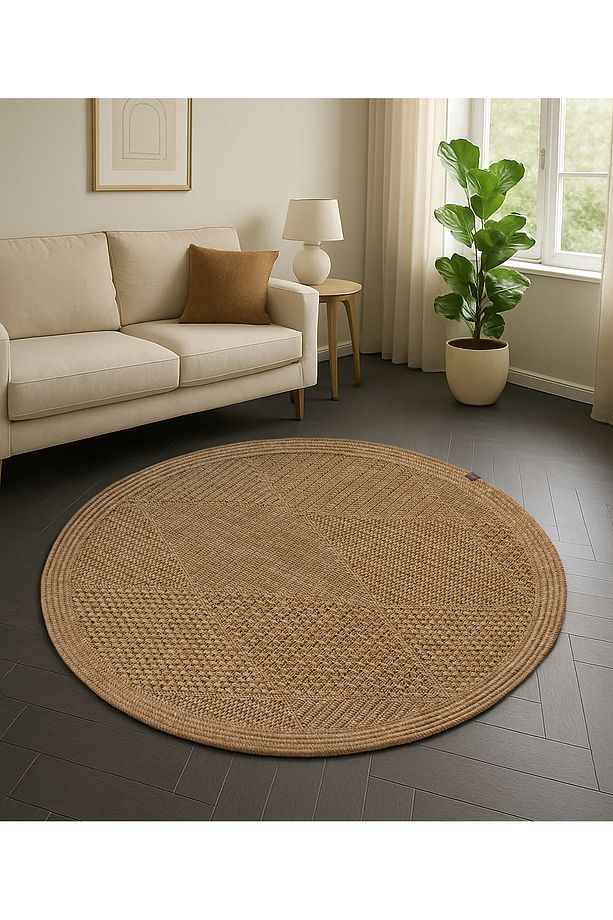 Jüt Tabanlı Hasır Dokuma Örme Bohem Halı Kilim - 1