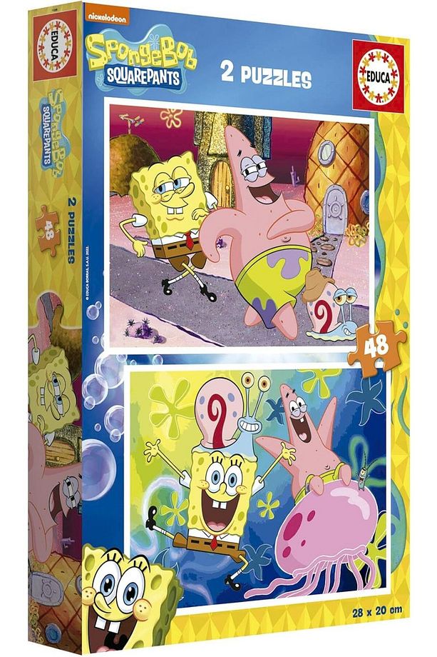 Educa 4-6 Yaş 2x48 Parça Sünger Bob Puzzle - Erkek Çocuk Karton Eğitici Puzzle - 2