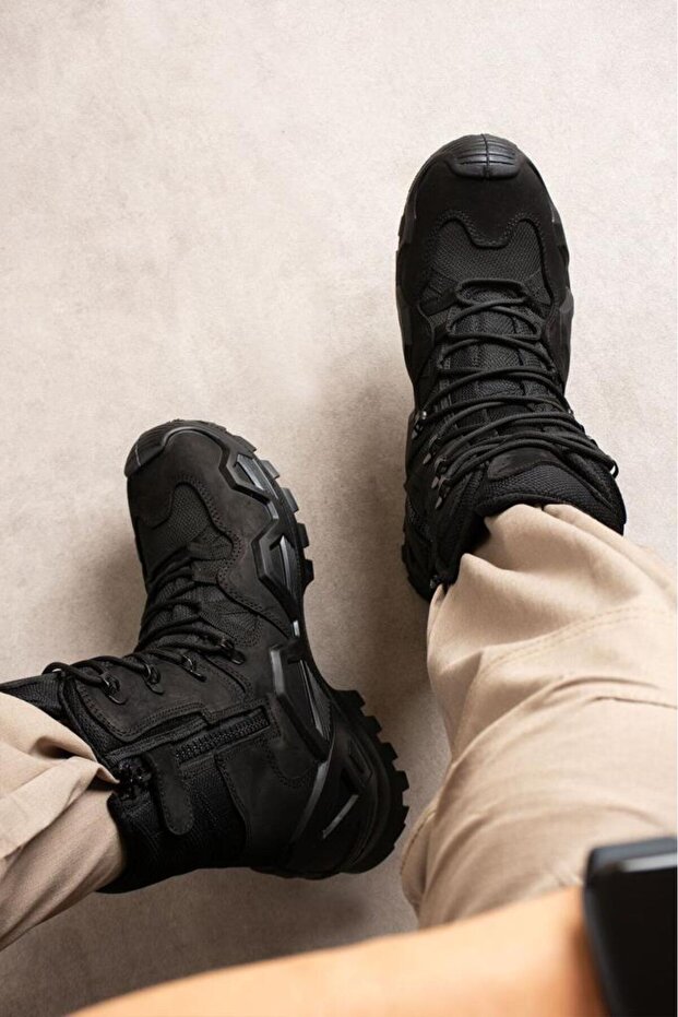 Ss602 4 Seasons Zippered/Lace-Up Tactical/Outdoor Unisex Winter Military Long Black Desert Boots 38