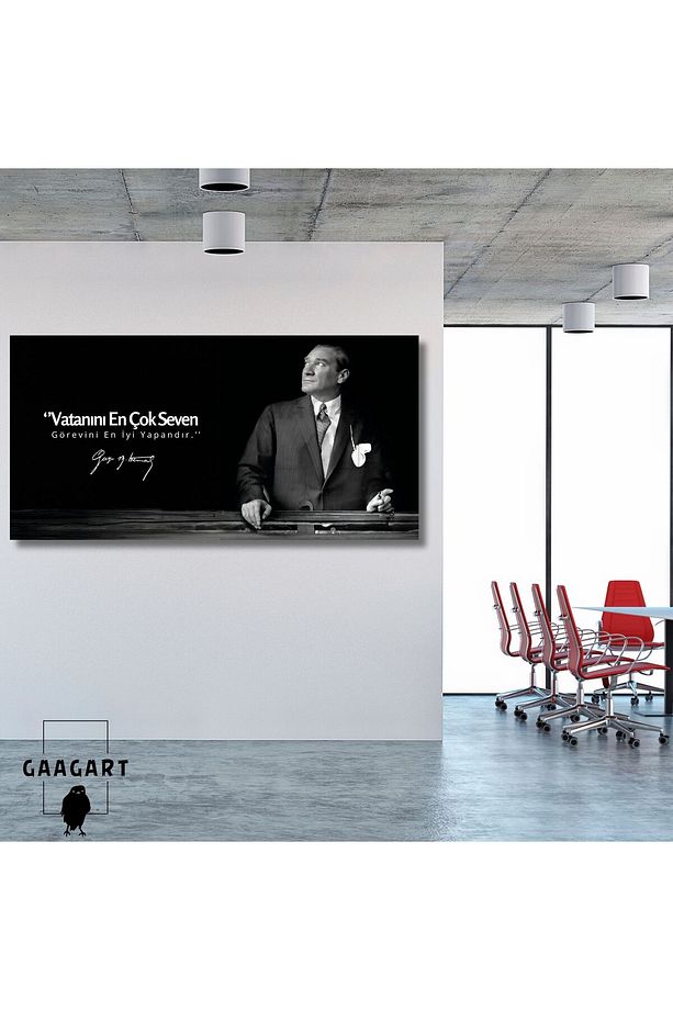 Panoramik Kanvas Makam Panosu Atatürk ‘’Vatanını En Çok Seven Görevini En İyi Yapandır.’’ - 1