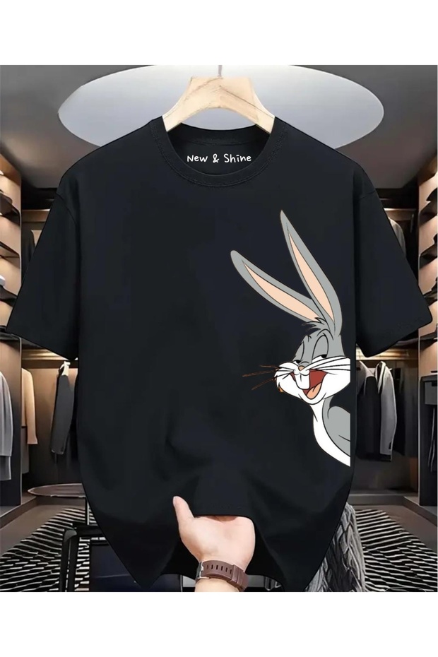 تي شيرت كبير الحجم مطبوع عليه Bugs Bunny