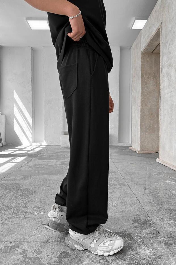 Siyah Cozy Premium Basic Paça Lastik Eşofman - 2