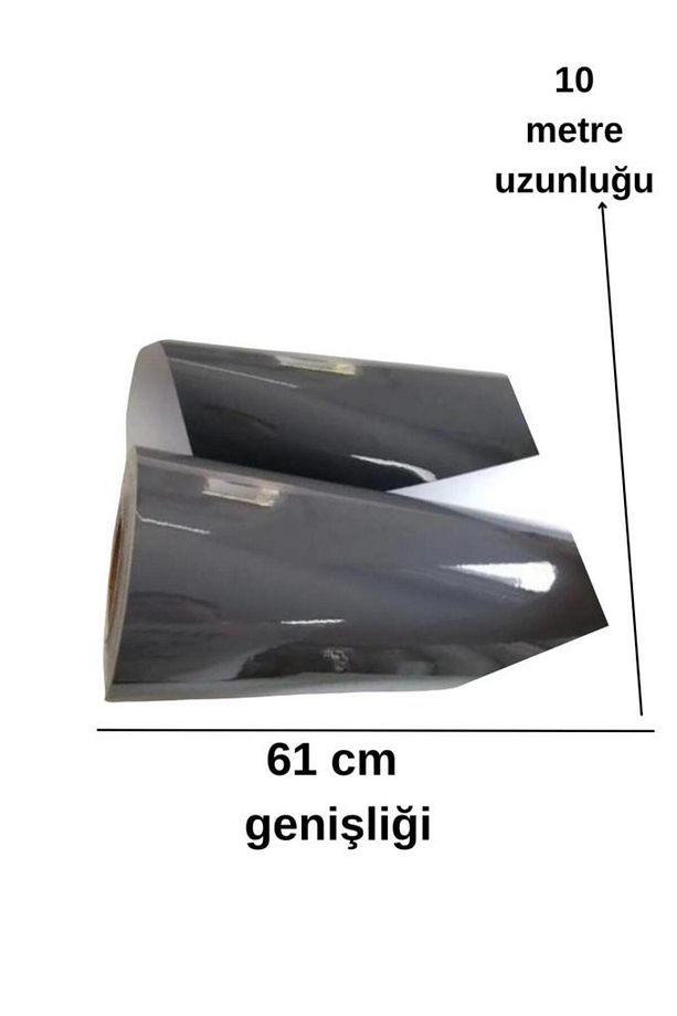 61cm x 10 Metre 1 Adet Kendinden Yapışkanlı Folyo Parlak Gri Mutfak Duvar Kaplama Folyosu Kağıdı - 2