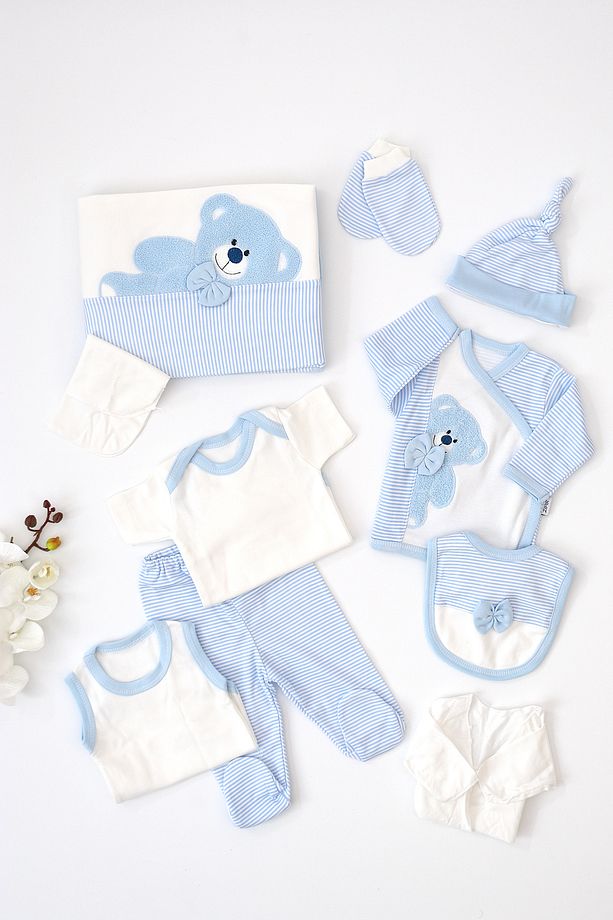 Erkek Bebek Lüks Hastane Çıkışı Ayıcık 10 Lu Set STL6975 - 2