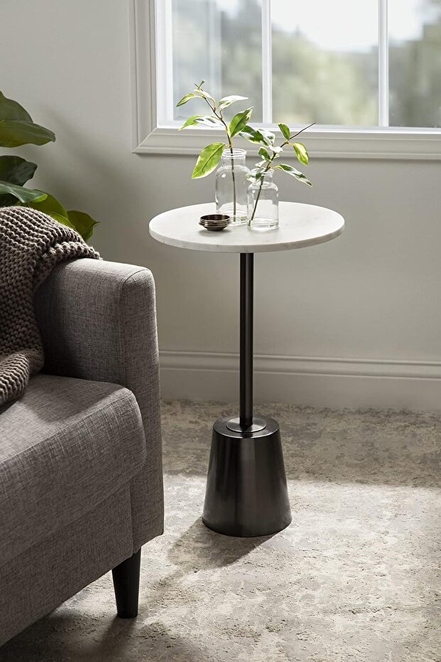 Side table 35x55 cm - gold and white