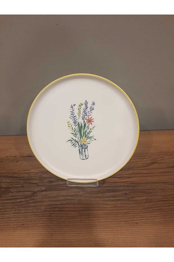 KERAMİKA 22 cm PASTA TABAĞI 6 ADET NORDİC MAT ÇİÇEKLİ - 4
