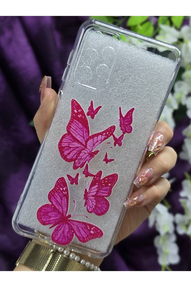 حافظة هاتف شفافة بنمط الفراشات الملونة المتوافقة مع هاتف Samsung Galaxy A32