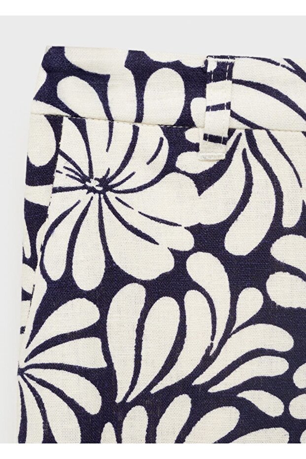 Çiçekli keten pantolon - 8