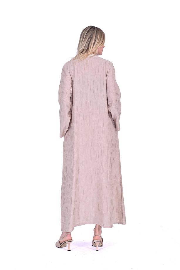 İNVEE 7026 Cepli Modal Elbise - Bej - 3