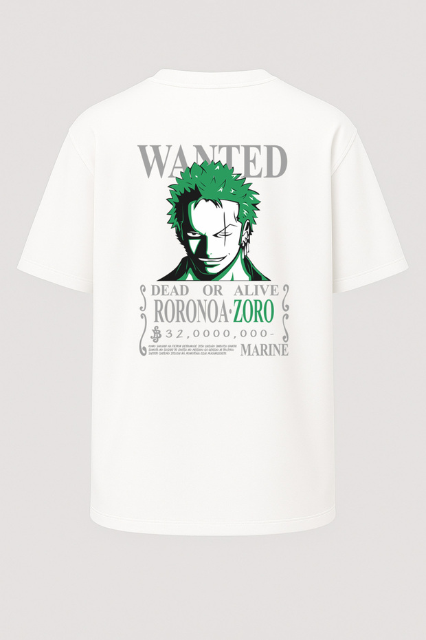 تي شيرت مطبوع عليه Ovesize Wanted Roronoa Zoro One Piece للجنسين