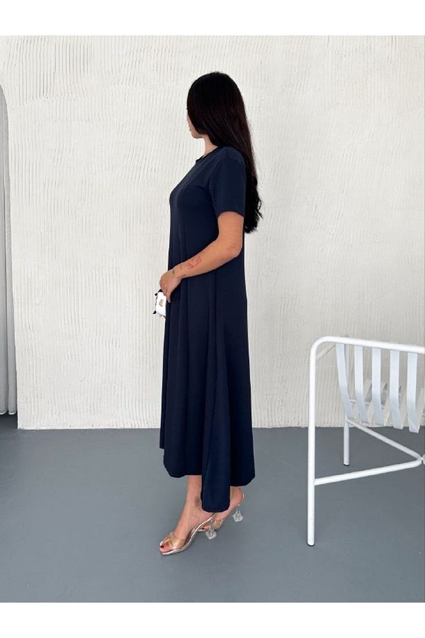 Kadın Modal Kumaş Midi Elbise - 5