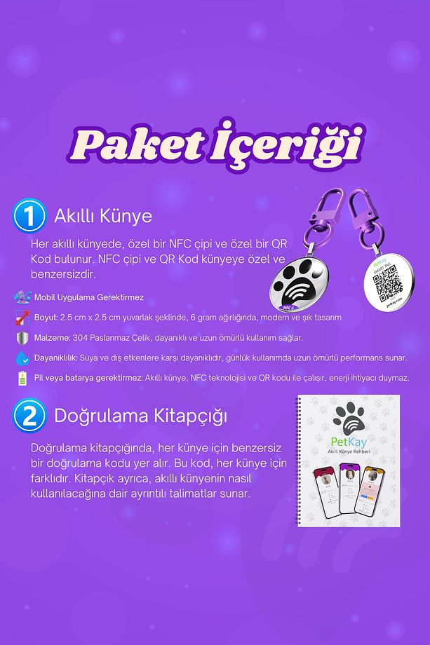 İsimli Köpek Tasması, Akıllı Künye, Nfc Dijital Isimlik Ve Tasma Künyesi Qr Kod Künye P. Çelik Mor - 8