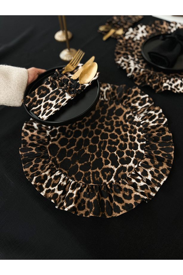 Leopard Keten Fırfırlı Yuvarlak Supla 2Lİ - 4