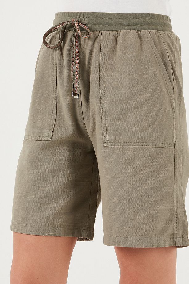 Pamuklu Relaxed Fit Yüksek Bel Cepli Mini Şort ŞORT 668YP5384 - 6