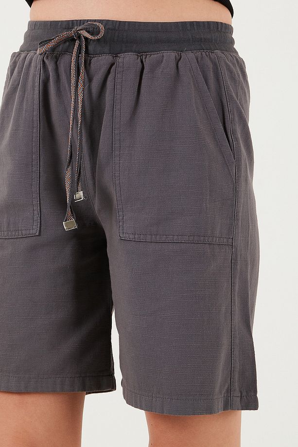 Pamuklu Relaxed Fit Yüksek Bel Cepli Mini Şort ŞORT 668YP5384 - 5