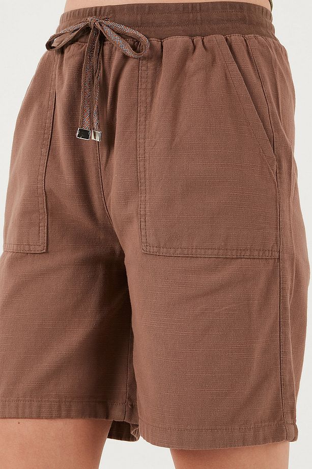 Pamuklu Relaxed Fit Yüksek Bel Cepli Mini Şort ŞORT 668YP5384 - 6