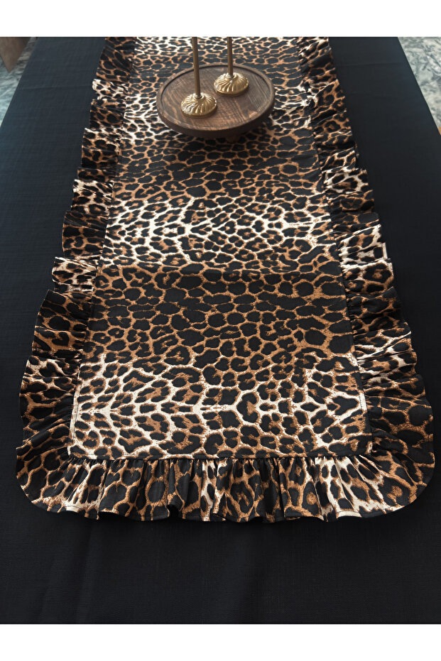 Leopard Keten Dikdörtgen Fırfırlı Runner 40CMX120CM - 3