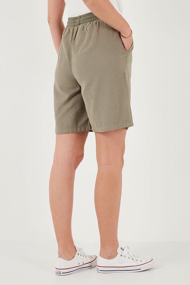 Pamuklu Relaxed Fit Yüksek Bel Cepli Mini Şort ŞORT 668YP5384 - 7