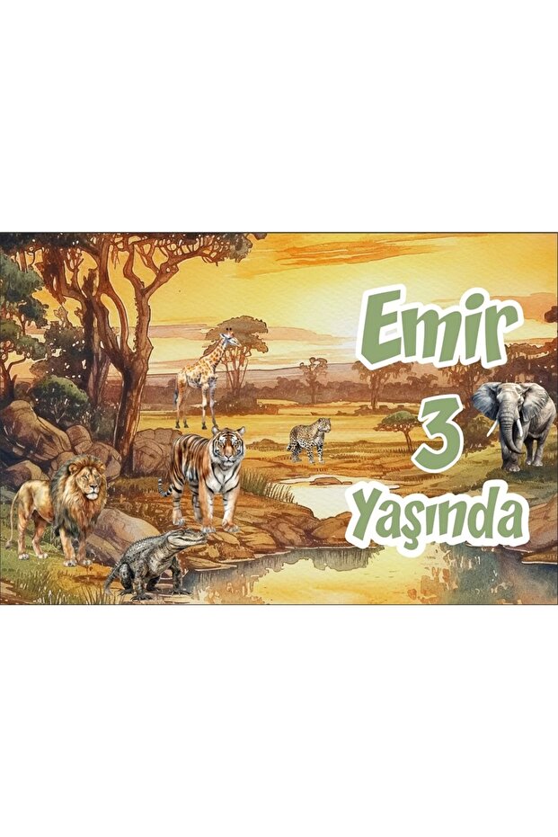 Safari Animals Themed Birthday Banner 35X50 cm