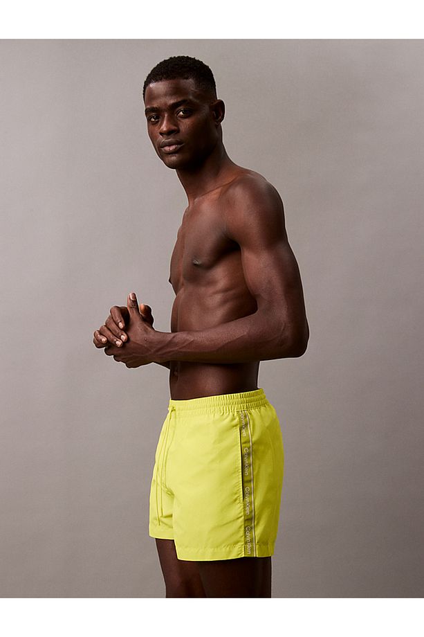 Short Drawstring Swim Shorts - Logo Tape - 2
