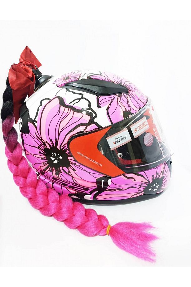 Kask Süsü 5 Kalın Örgü Saç Pembe - 1