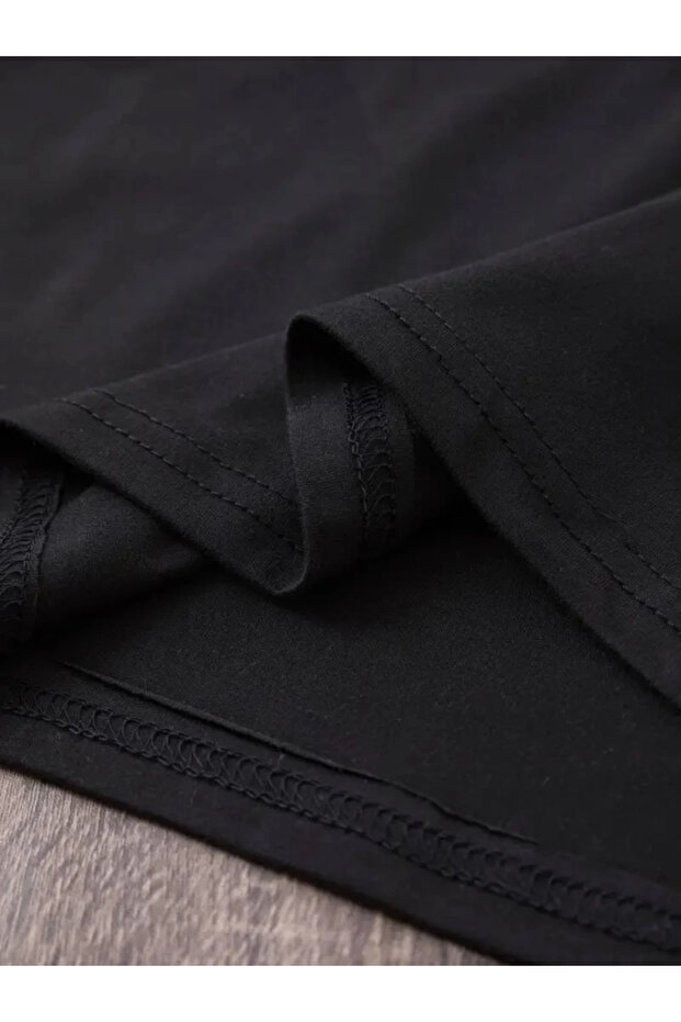 Printed Oversize Crew Neck T-Shirt - Black