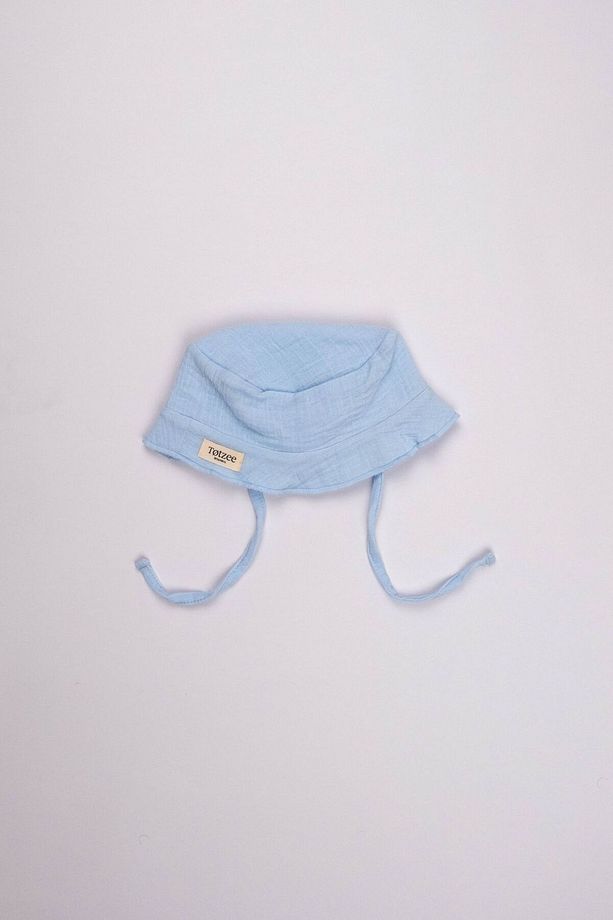 Müslin Bucket Bağcıklı Şapka Bebek Mavisi Beden: 6-12 Ay - 1