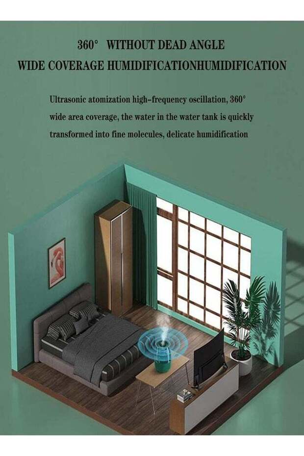 6.8L smart air humidifier,easy to fill,noise reduction,with aromatherapy function,for bedroom,green - 4
