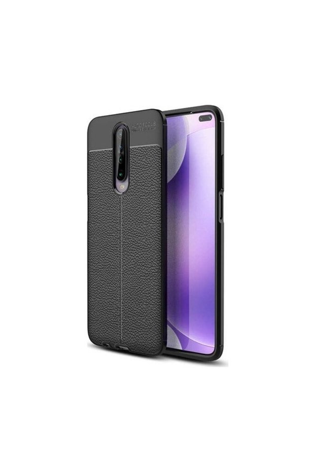 Redmi K30 Case Leather Pattern Luxury Niss Silicone Black + Glass Screen Protector