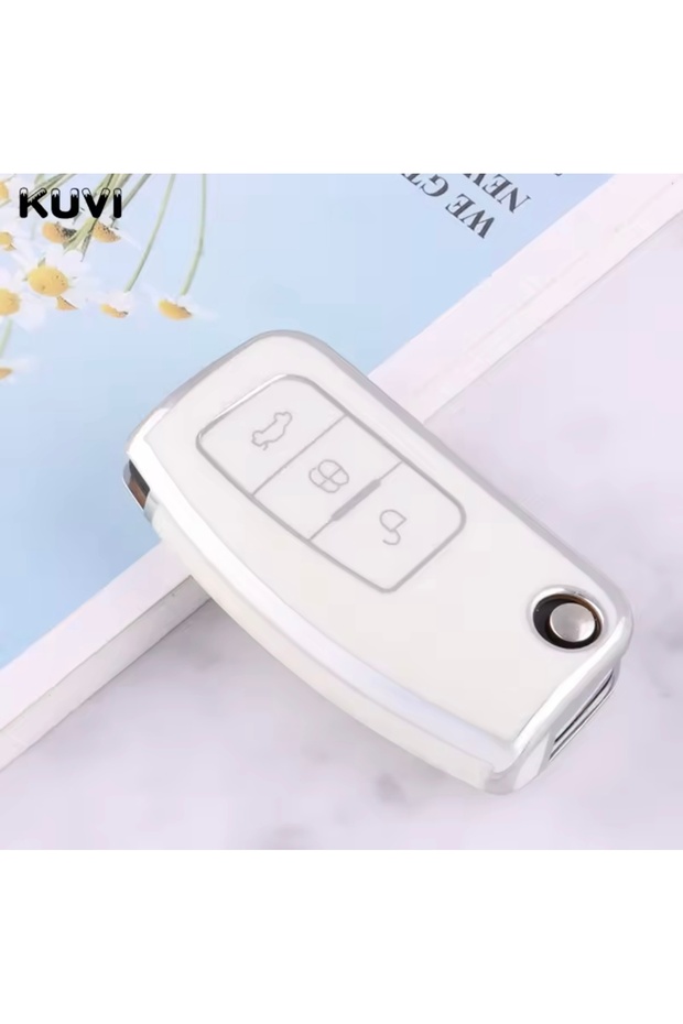 غطاء حماية لمفتاح فورد جالاكسي أبيض-فضي - 1