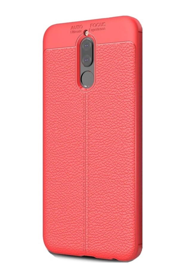 Huawei Mate 10 Lite Case Leather Pattern Luxury Niss Silicone Red + Ghost Screen Protector