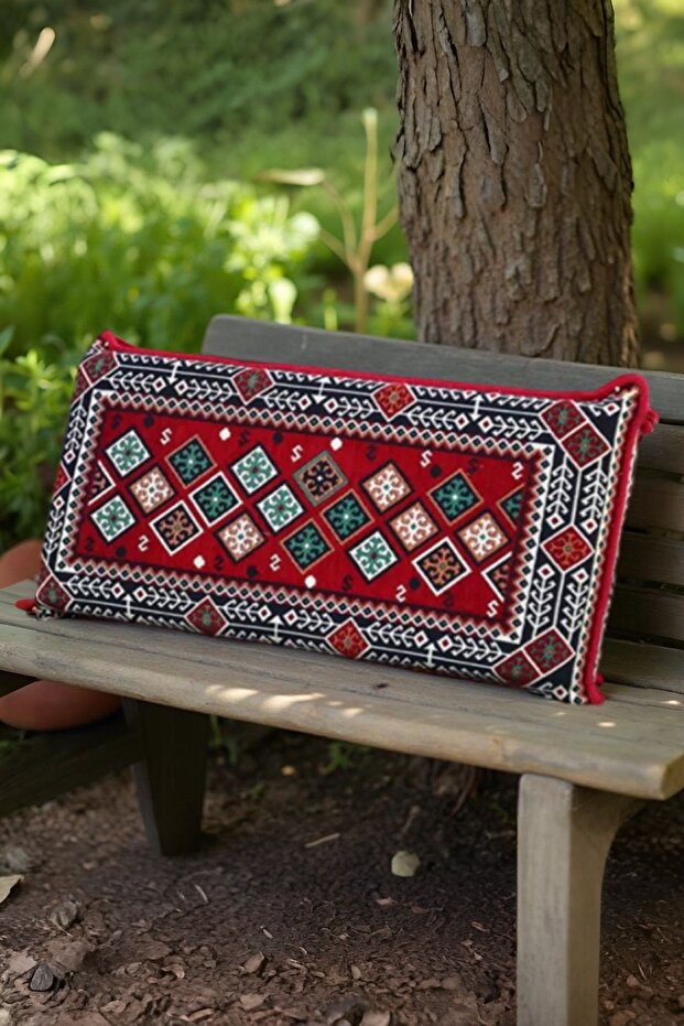 Song Corner Patterned Decorative Carpet Coated Back Pillow 42X95 with Sponge - Authentic Home Decoration