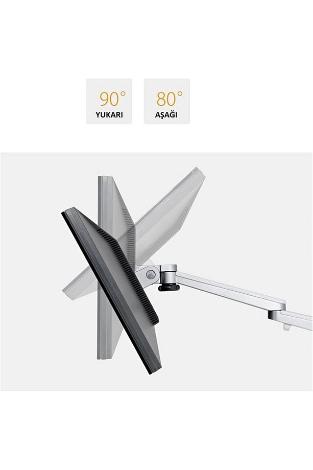 Çift Kollu Monitör ve Laptop Standı Ayarlanabilir Alüminyum Kol Masa Üstü Monitör ve Laptop Tutucu - 8