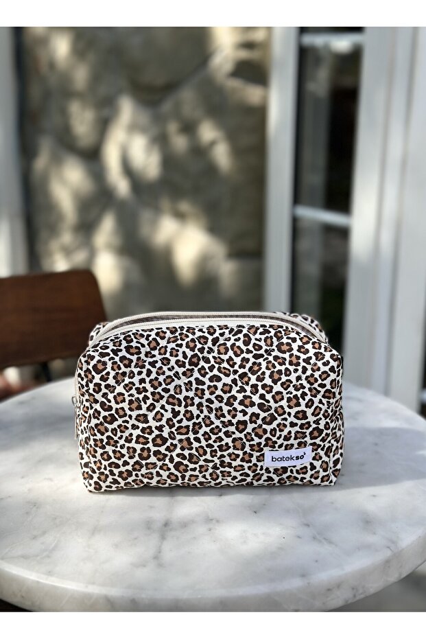 حقيبة مكياج بنقشة الفهد - حجم كبير - 3