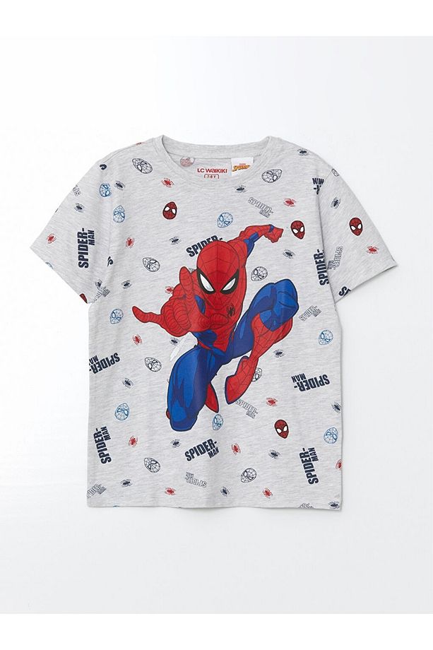 LCW Kids Bisiklet Yaka Spider-Man Baskılı Erkek Çocuk Şortlu Pijama Takımı - 2