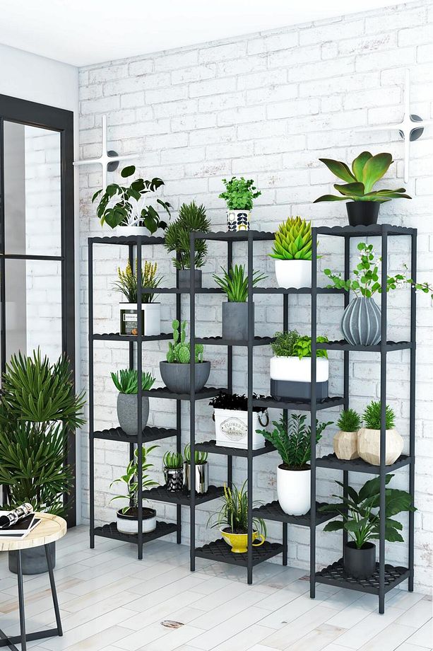 18 Raflı Moblen Çiçek Saksılık Rafı Standı Balkon Rafı Çok Amaçlı Saksı Rafı - 1