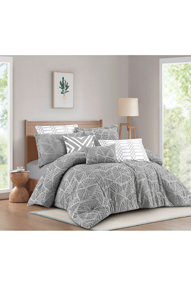 Livori comforter set, made of durable and soft fabric, with a modern and distinctive pattern that satisfies all tastes, 8 pieces, king size - 1