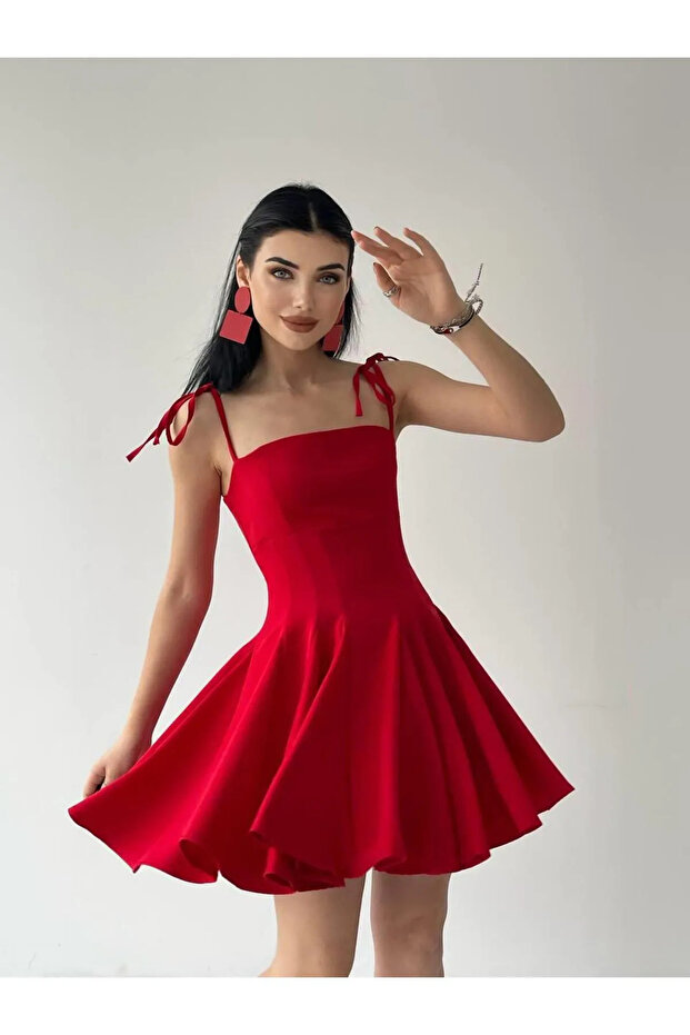 Askılı mini elbise - 2