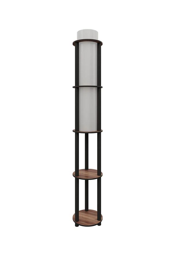 Messer Dor Ceviz Raflı Modern Lambader Ayaklı Dekoratif Abajur Modern Aydınlatma - 4