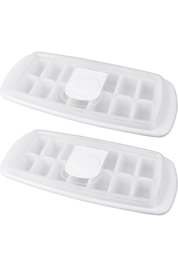 Organizers Ice Cube Tray with Easy-Remove Base and Removable Lid, 14 Cubes (White)