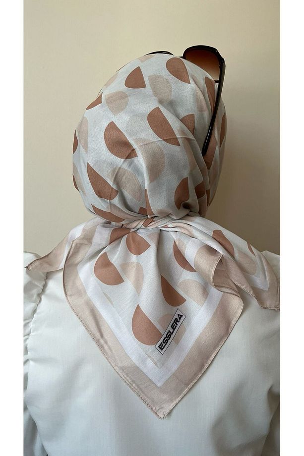 D Desenli Bej Krem Soft Eşarp - 5