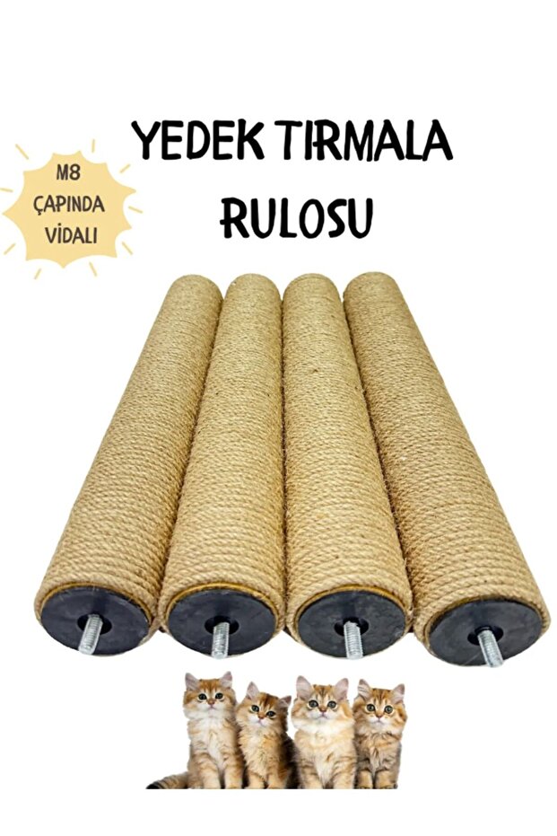 Cat Scratching Replacement Roll Jute Rope 50 cm Scratching Roll with Nut and Screw in Diameter M8 (1 Piece)