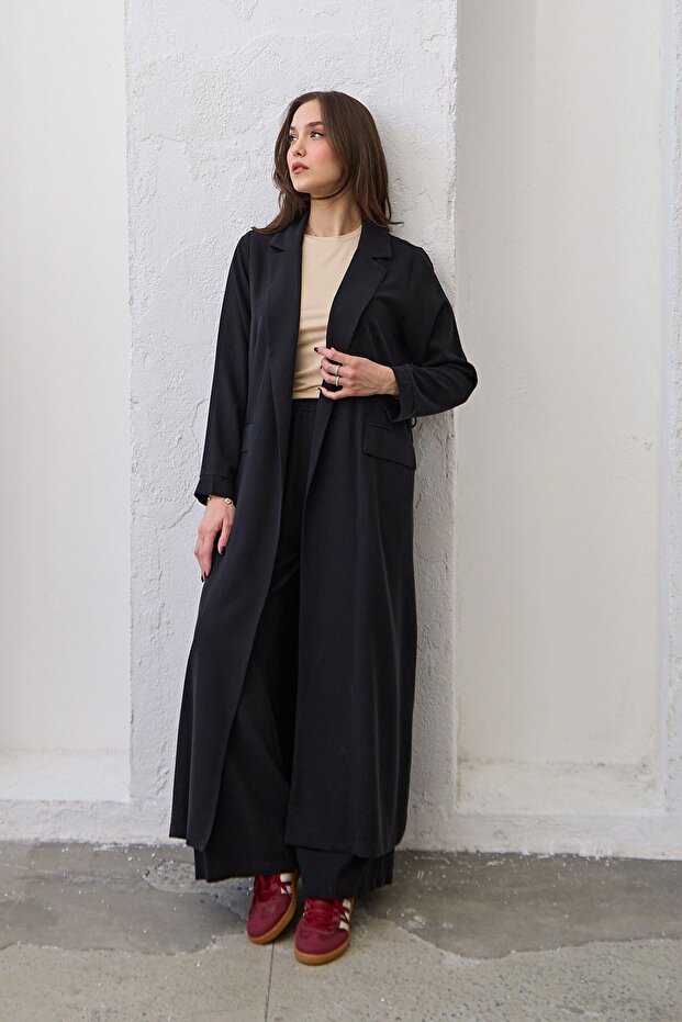 Uzun Ceket Siyah - 7