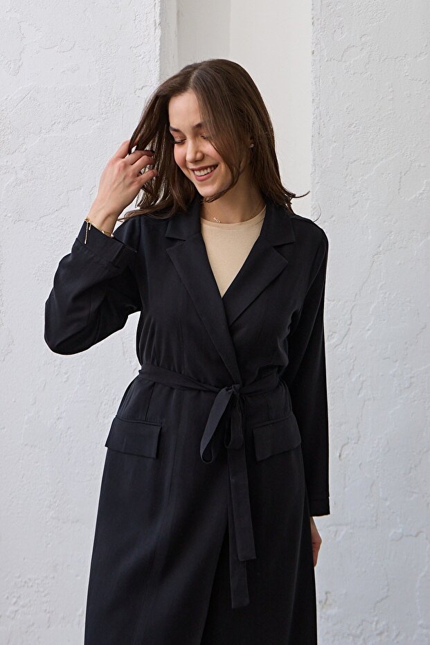 Uzun Ceket Siyah - 4