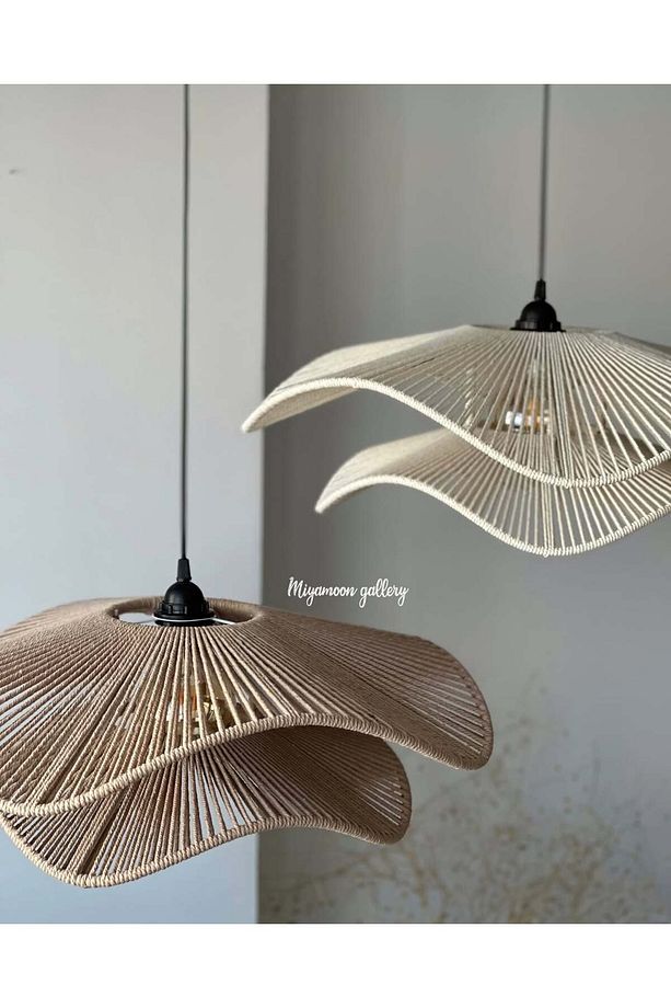 LUMİNART Rustik Tarz Bohem avize Makrome avize Salon avize Yatak Odası Avize Rattan Avize - 5