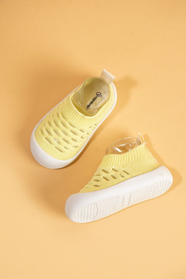 Hobyo Unisex Çocuk&bebek Esnek, Kaymaz Ortopedik Taban Sarı Ilk Adım Ayakkabısı - 1