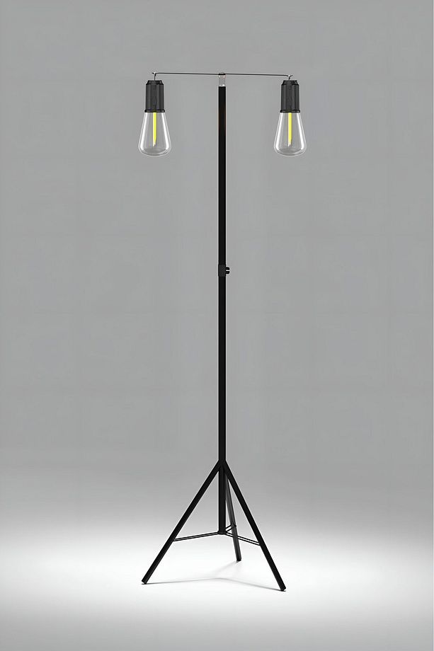 2 Led Gece Kitap Okuma Işığı Standlı 3 Mod'lu Şarjlı Dekor Led Lamba Rustik Ampul Lambader Fener - 2