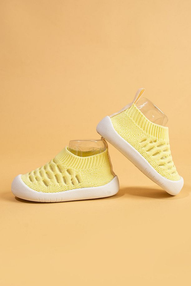 Hobyo Unisex Çocuk&bebek Esnek, Kaymaz Ortopedik Taban Sarı Ilk Adım Ayakkabısı - 2