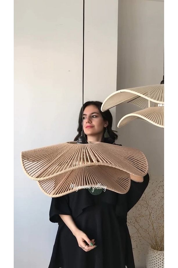 LUMİNART Rustik Tarz Bohem avize Makrome avize Salon avize Yatak Odası Avize Rattan Avize - 3