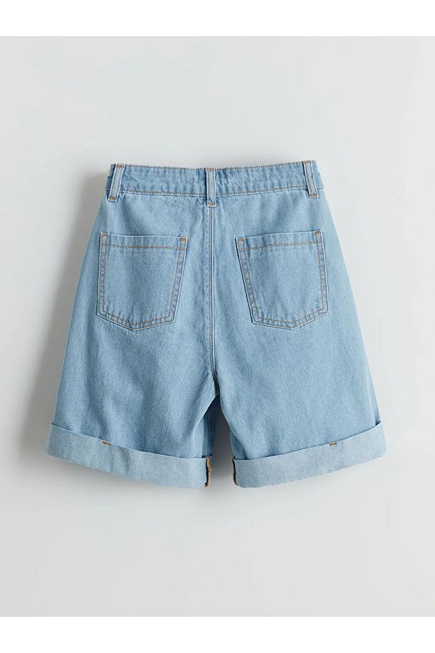 LCW Kids Indigo Beli Ayarlanabilir Lastikli Kız Çocuk Jean Şort - 2